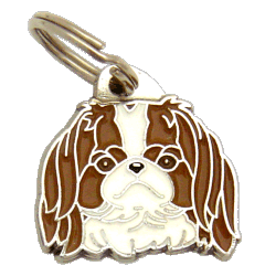 CHIN, ÉPAGNEUL JAPONAIS BLANC BRUN <br> (Médaille chien, gravure gratuite)